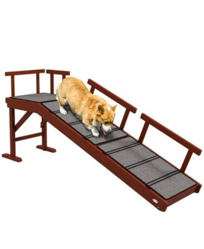 Pawhut Wooden Dog Ramp With Removable Guardrails Non Slip 60