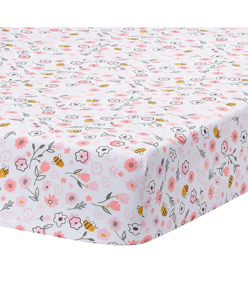Lambs & Ivy Little Garden 3-Piece Embroidered Floral Baby Crib Bedding Set