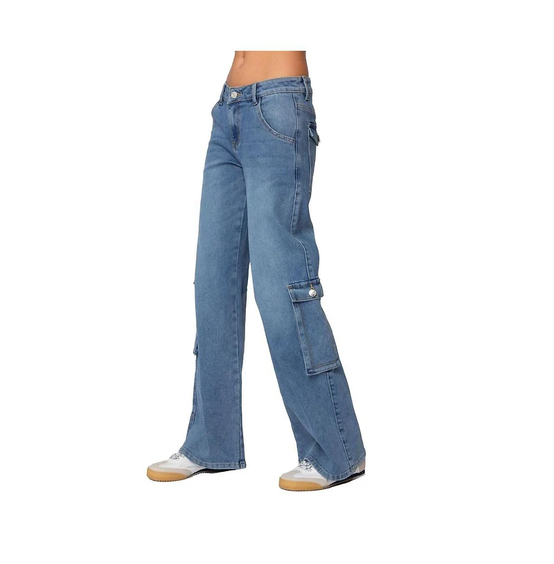 Edikted Women's Lunar Low Rise Cargo Jeans