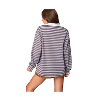 Edikted Womens Stripey Oversized Collared Shirt