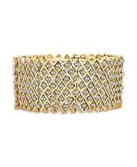 Bling Jewelry Wide Pink Rose Gold Plated White Crystal Encrusted Statement Stretch Bracelet