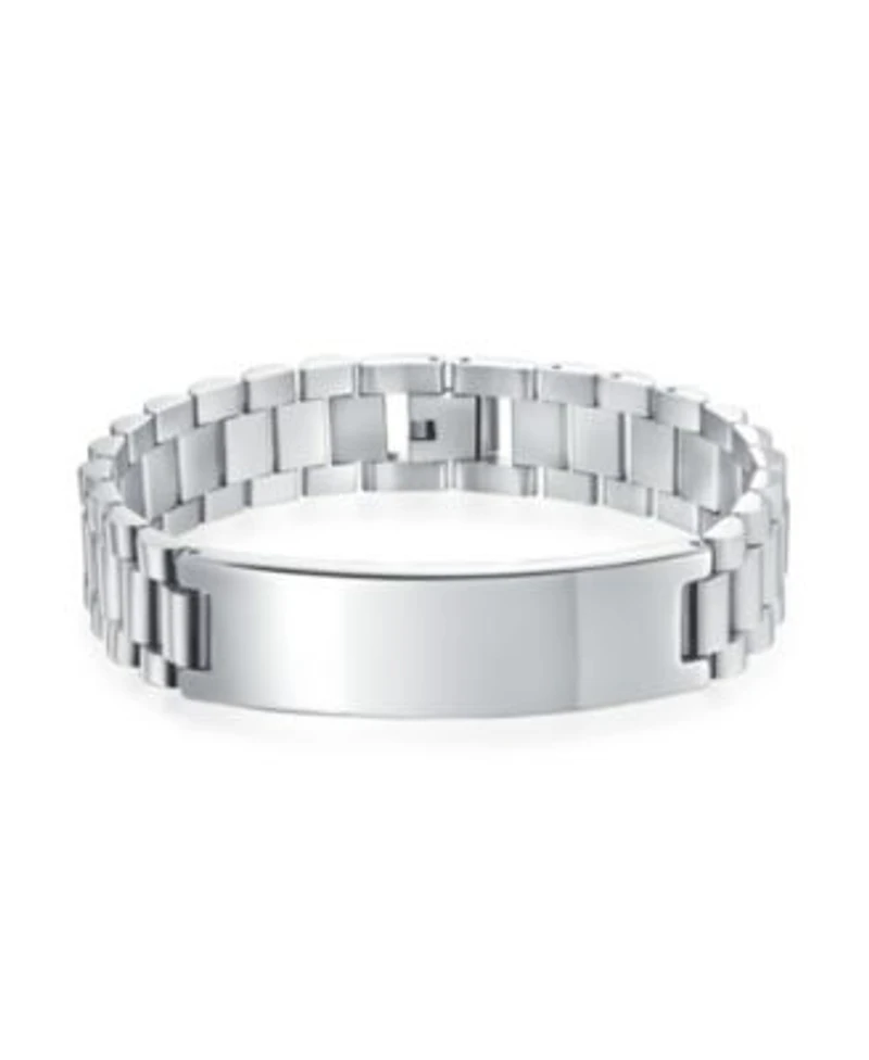 Bling Jewelry Silver Tone Stainless Steel Id Bracelet With Name Plate .5