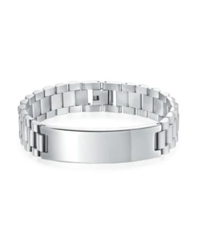 Bling Jewelry Silver Tone Stainless Steel Id Bracelet With Name Plate .5