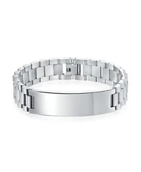 Bling Jewelry Silver Tone Stainless Steel Id Bracelet With Name Plate .5
