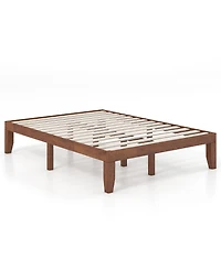 Gymax 14'' Full Size Wooden Platform Bed Frame w/ Strong Slat Support Brown Cherry