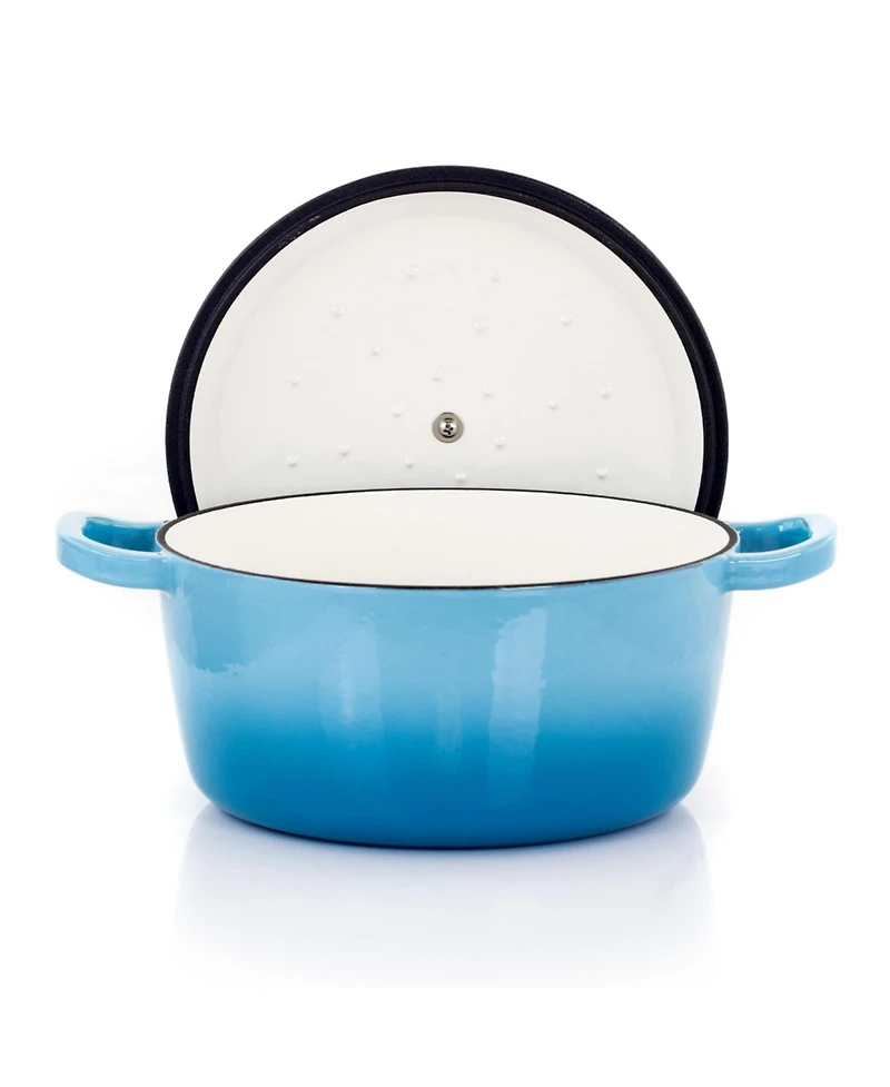 MegaChef 5 Quarts Round Enameled Cast Iron Casserole with Lid in