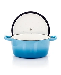 MegaChef 5 Quarts Round Enameled Cast Iron Casserole with Lid in