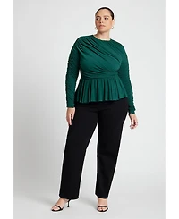 Eloquii Women's Plus Size Shirred Peplum Top