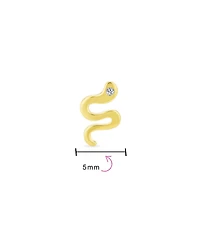 Bling Jewelry Minimalist Tiny Mini 14K Yellow Gold Garden Reptile Serpent Snake Cartilage Ear Stud Earring For Women Safety Clutch Screw back Lobe Pie
