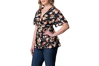 Kiyonna Plus Encore Short Sleeve Printed Top