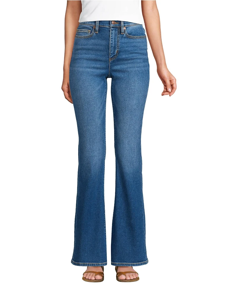 Lands' End Women's Petite Recover Denim High Rise Skinny Flare Jeans