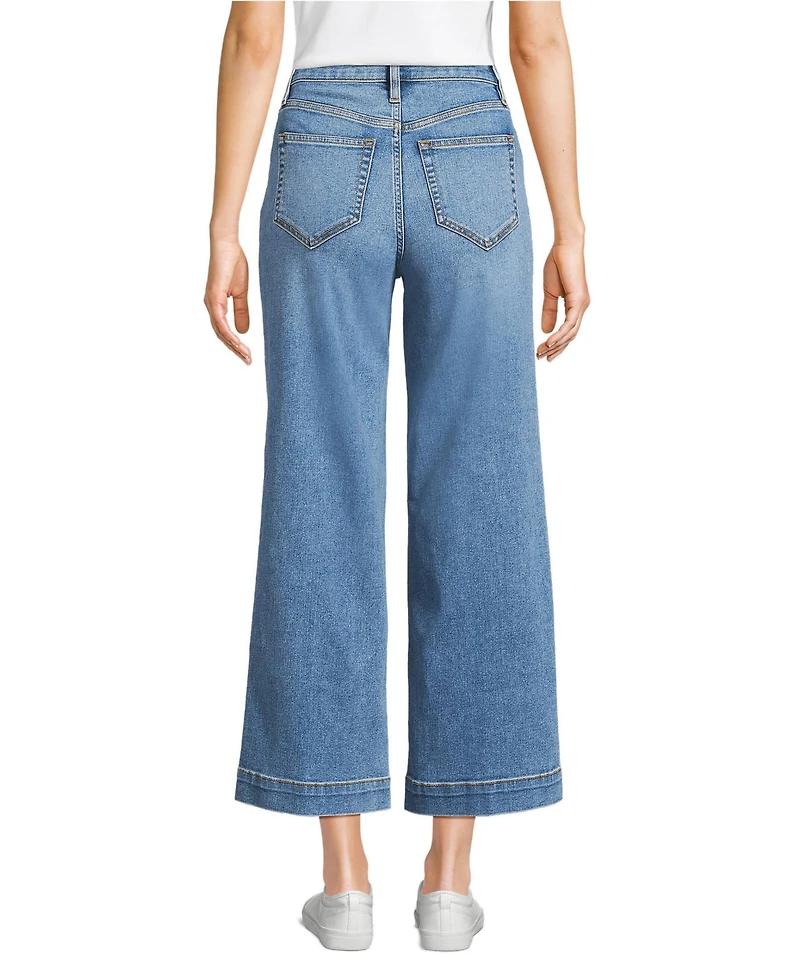 Lands' End Petite Recover Denim High Rise Wide Leg Crop Jeans