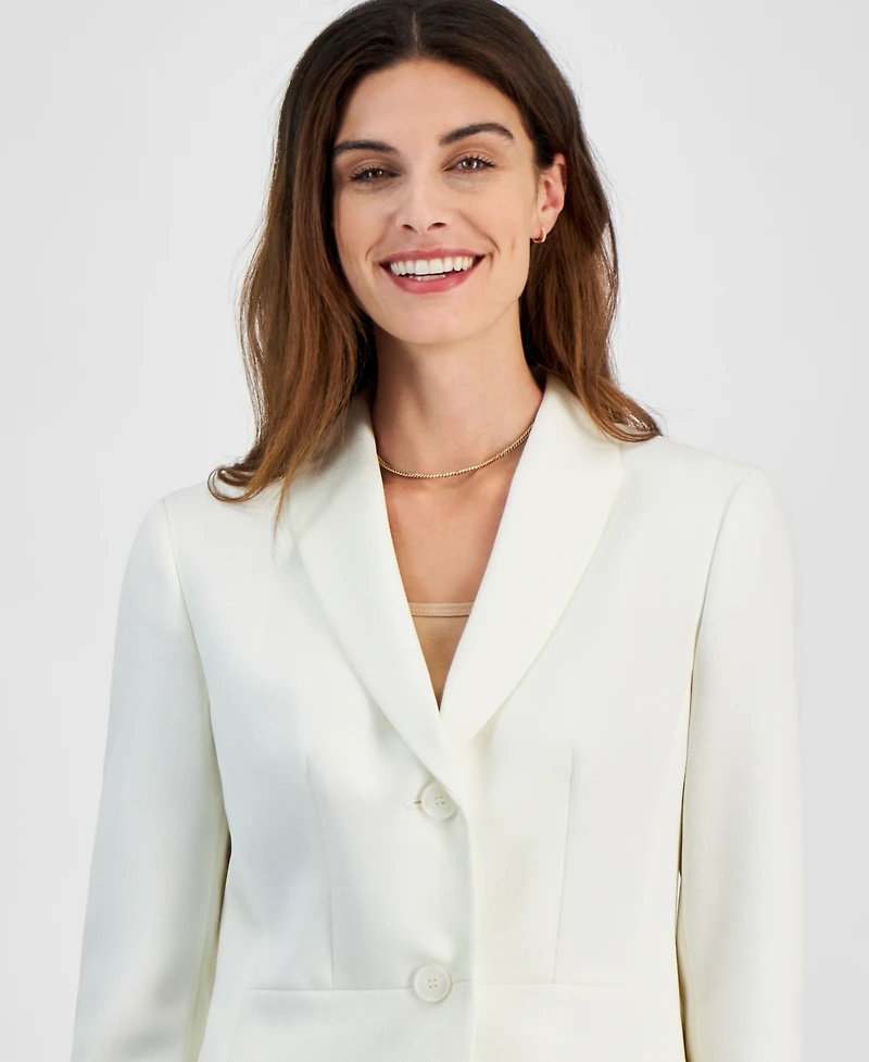 Le Suit Women's Two-Button Shawl Collar Jacket & Side-Zip Pants, Regular Petite