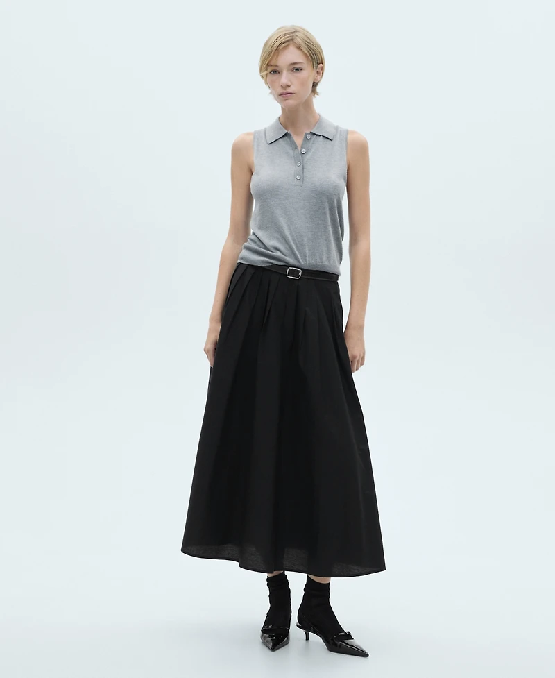 Mango Women's Pleated Midi Skirt