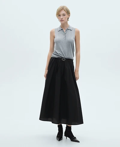 Mango Women's Pleated Midi Skirt