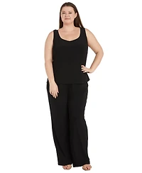 R & M Richards Plus Size Embroidered Duster Jacket, Tank and Pants 3-Pc. Set