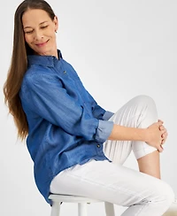 Style & Co Petite Perfect Chambray Button-Front Shirt, Created for Macy's