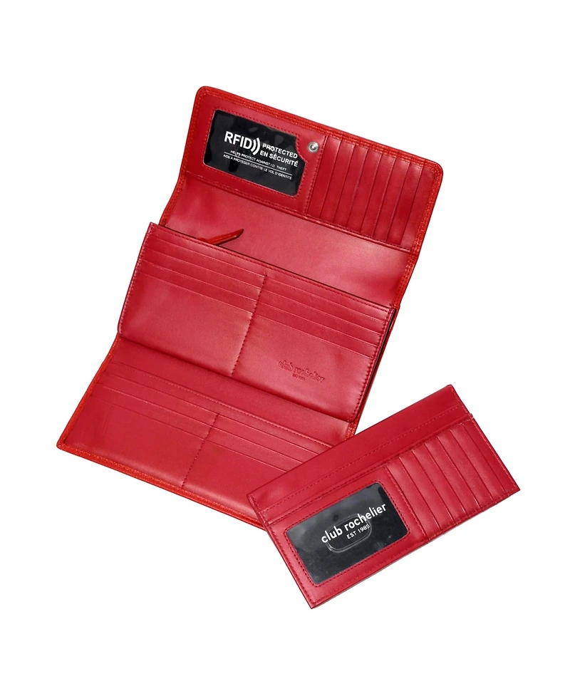 Club Rochelier Ladies Leather Clutch Wallet with Checkbook and Gusset