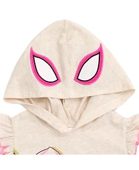 Spiderman Little Girls Marvel Spider-Man Spider-Gwen Ghost Spider Cosplay Hooded Tank Top & French Terry Shorts Outfit Set to