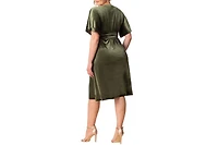 Women's Plus Angelic Velvet Midi Cocktail Dress with Pockets