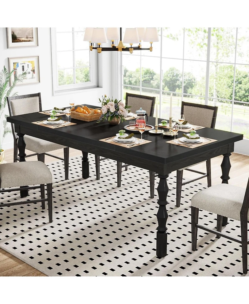 Tribesigns 62” Wood Dining Table for 4-6 People, Farmhouse Large Rectangle Kitchen Table
