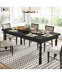 Tribesigns 62” Wood Dining Table for 4-6 People, Farmhouse Large Rectangle Kitchen Table