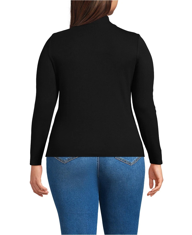 Lands' End Plus Drapey Rib Skimming Long Sleeve Mock Neck