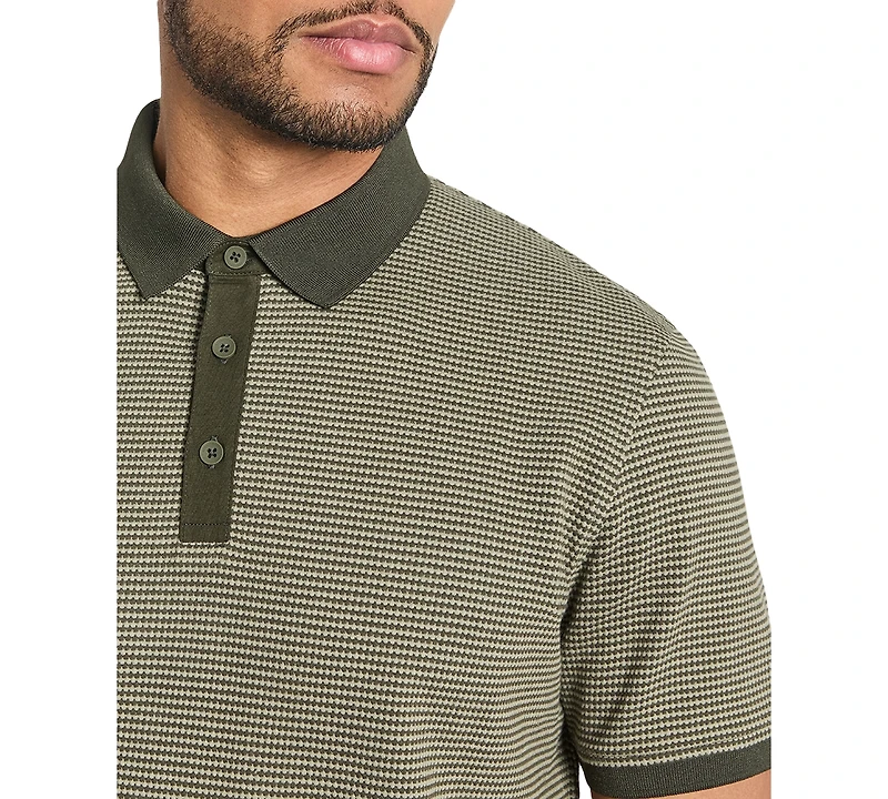 Kenneth Cole Men's Slim-Fit 4-Way Stretch Textured-Knit Polo Shirt