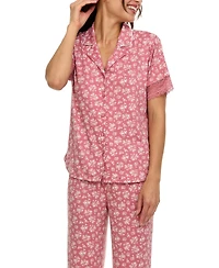 Flora by Nikrooz Women's Janelle Notch Top and Capri Pajama Set