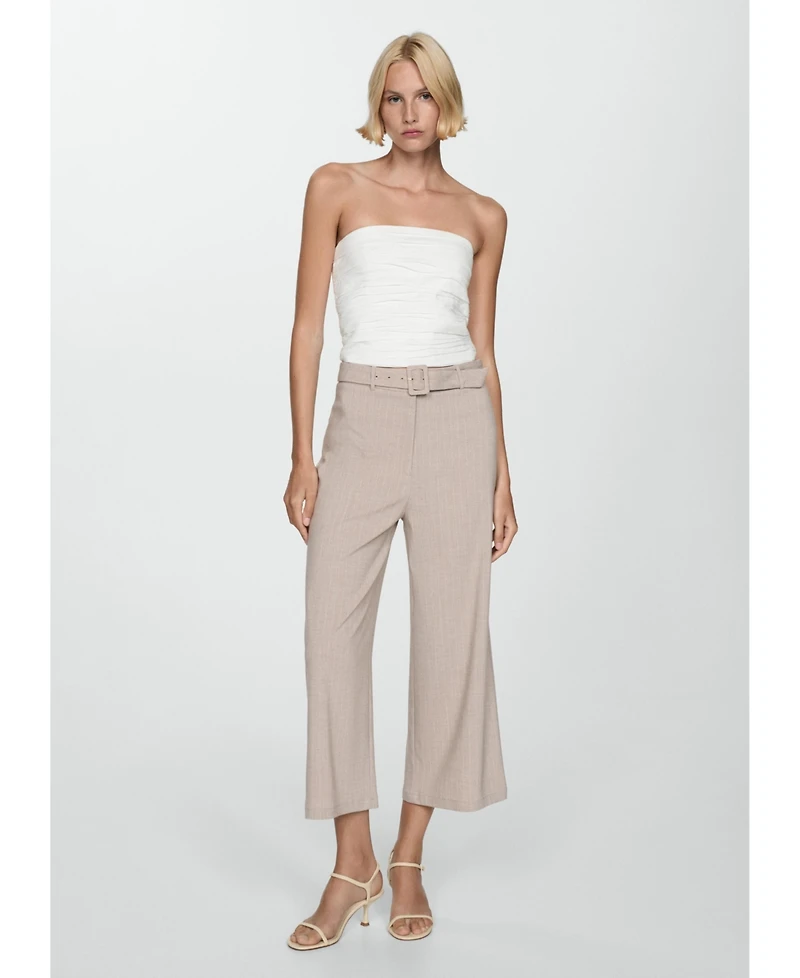 Mango Women's Chalk-Stripe Straight Trousers