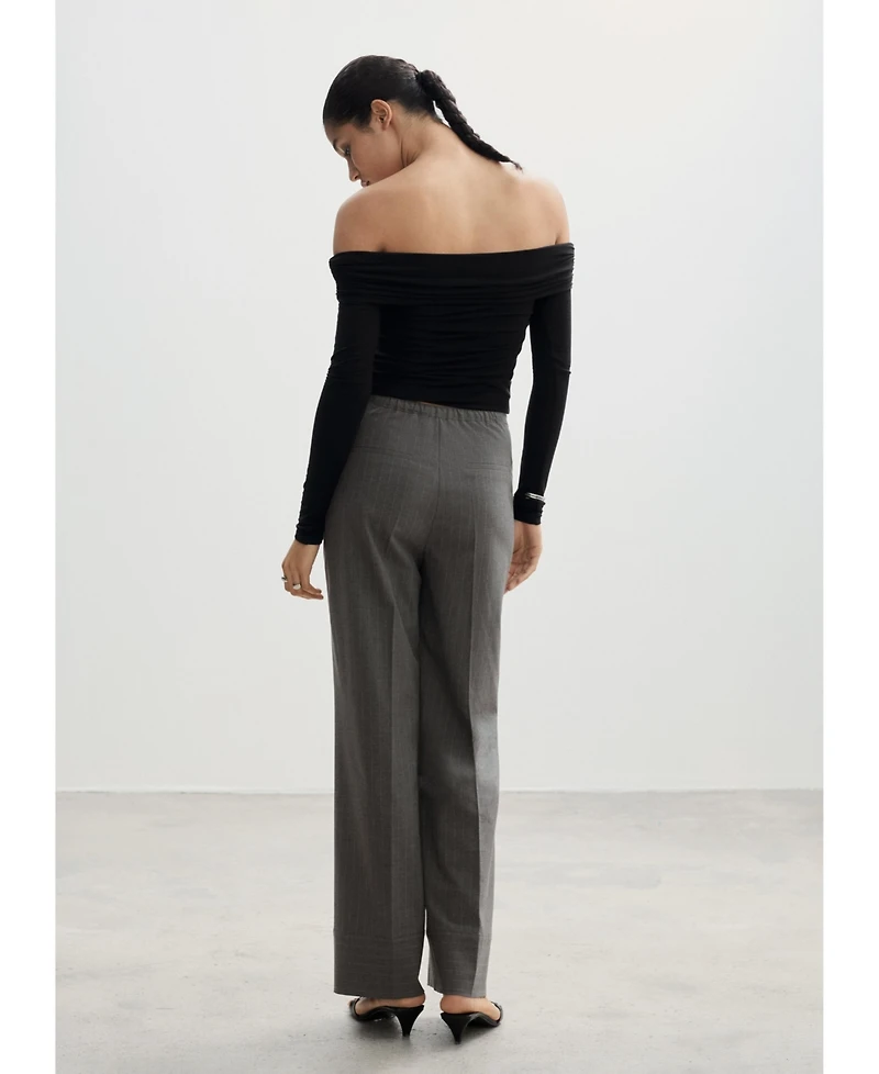 Mango Women's Chalk-Stripe Straight Trousers