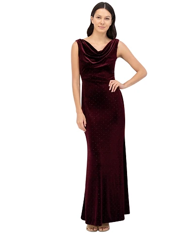 Eliza J Women's Embellished Cowlneck Sleeveless Velvet Gown