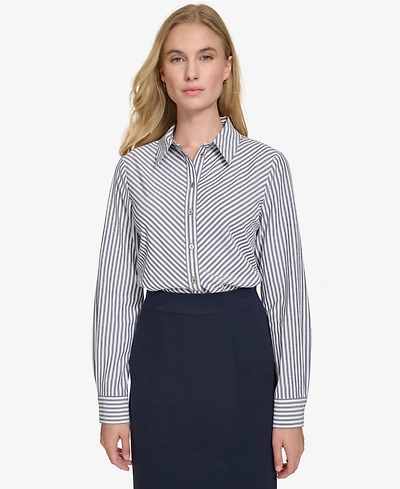 Tommy Hilfiger Women's Strip-Print Button-Front Shirt