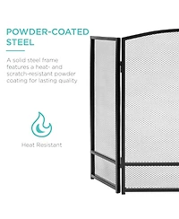 Best Choice Products 47.5x27.25in 3-Panel Steel Mesh Fireplace Screen, Spark Guard w/ Rustic Worn Finish