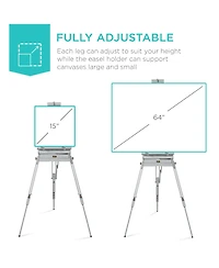 Best Choice Products French Easel, 32pc Beginners Kit Portable Wooden Adjustable Tripod w/ Paint Supplies