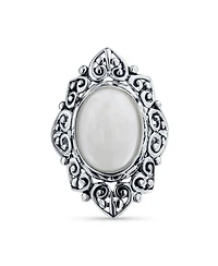 Bling Jewelry Western Large Filigree Oval Cabochon Armor Full Finger Statement Blue Natural Turquoise Ring Oxidized .925 Sterling Silver