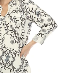 White Mark Women's Paisley Button Front Tunic Top