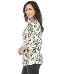 White Mark Women's Paisley Button Front Tunic Top