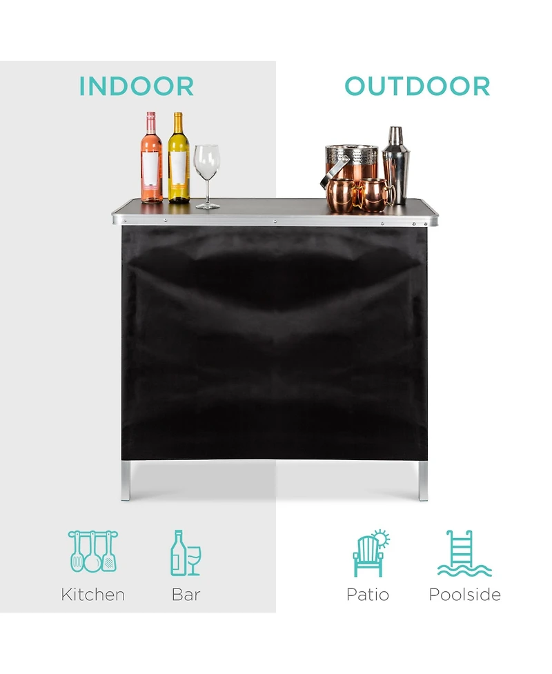 Best Choice Products Portable Pop-Up Bar Table for Indoor/Outdoor, Party, Picnic w/ Carrying Case, Removable Skirt
