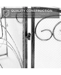 Best Choice Products 3-Panel 55x33in Wrought Iron Fireplace Safety Screen Decorative Scroll Spark Guard Cover