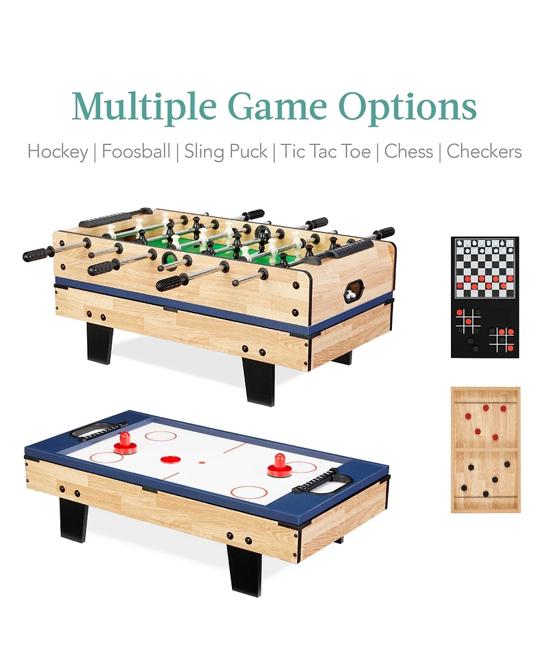 Best Choice Products 11-in-1 Kids Combo Game Set w/ Ping Pong, Foosball, Air Hockey, 5 Accessory Bags