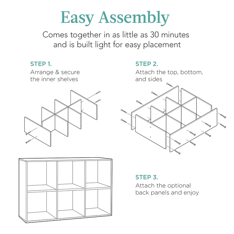 Best Choice Products 6-Cube Bookshelf, 13.5in Display Storage System, Organizer w/ Removable Back Panels