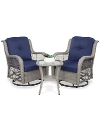 Best Choice Products 3-Piece Patio Wicker Bistro Furniture Set w/ 2 Cushioned Swivel Rocking Chairs, Side Table