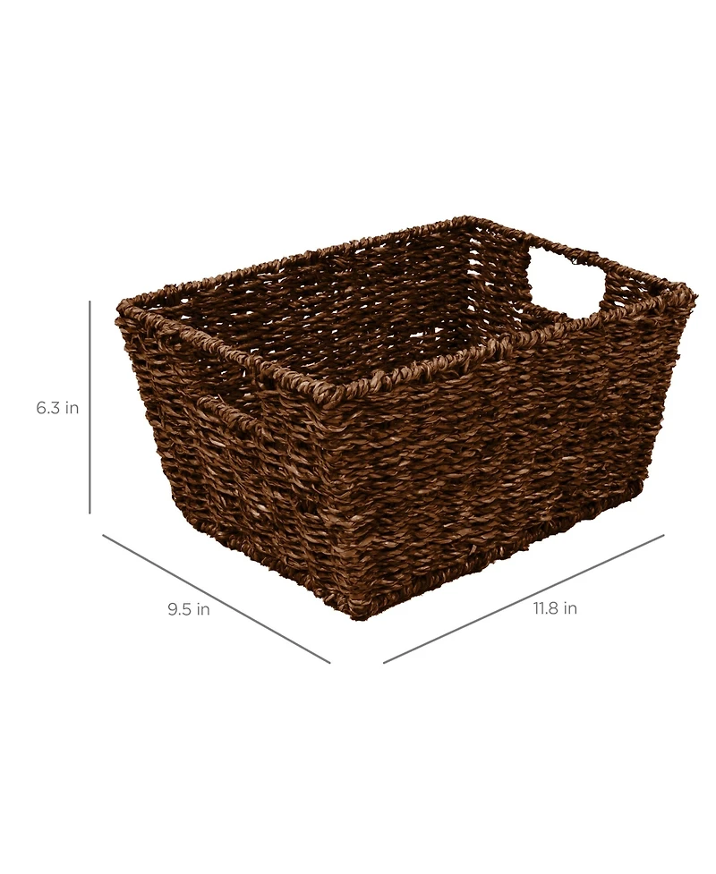 Best Choice Products Set of 4 Multipurpose Stackable Seagrass Storage Laundry Organizer Baskets w/ Handles
