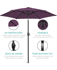 Best Choice Products 7.5ft Heavy-Duty Outdoor Market Patio Umbrella w/ Push Button Tilt