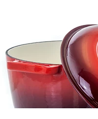 MegaChef 5 Quarts Round Enameled Cast Iron Casserole with Lid in Red