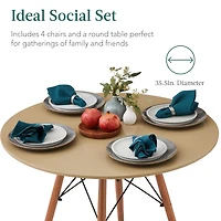 Best Choice Products 5-Piece Compact Mid-Century Modern Dining Set w/ 4 Chairs