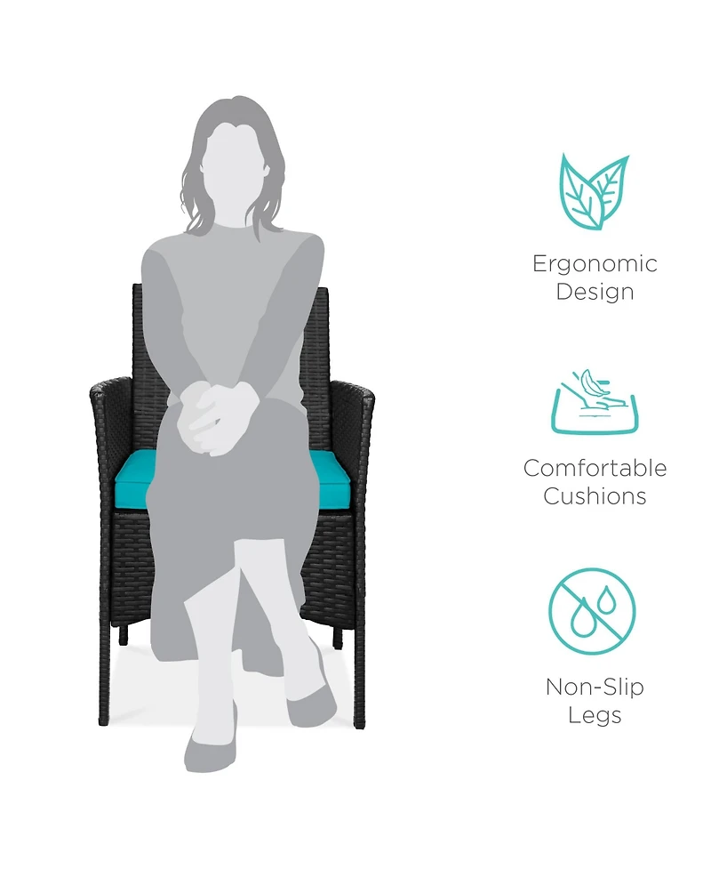 Best Choice Products 3-Piece Outdoor Wicker Conversation Patio Bistro Set, w/ 2 Chairs