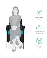 Best Choice Products 3-Piece Outdoor Wicker Conversation Patio Bistro Set, w/ 2 Chairs