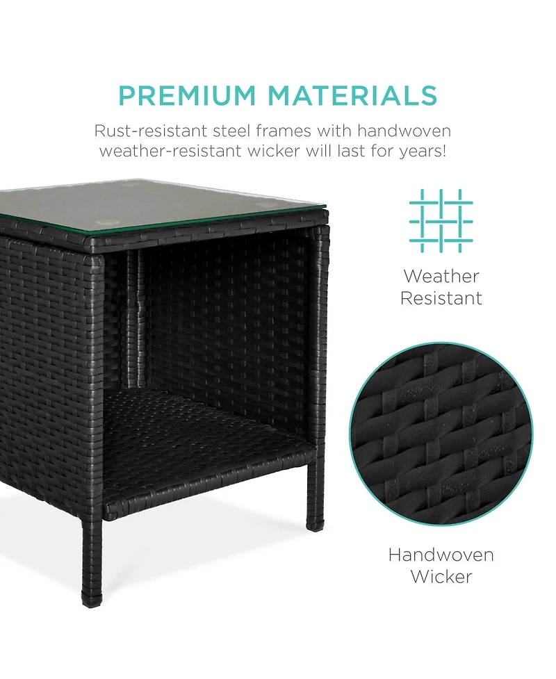 Best Choice Products 3-Piece Outdoor Wicker Conversation Patio Bistro Set, w/ 2 Chairs